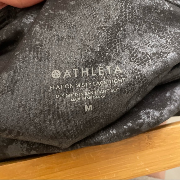 Athleta Elation Misty Lace Grey Black Metallic Tight Leggings - Picture 3 of 5